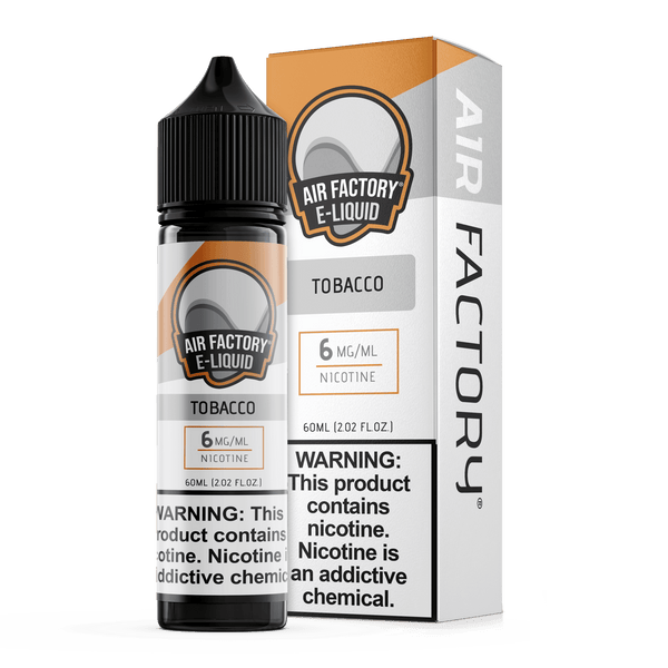 Bottle of Air Factory Tobacco E-Liquid in a 60mL bottle with a tobacco flavor label.