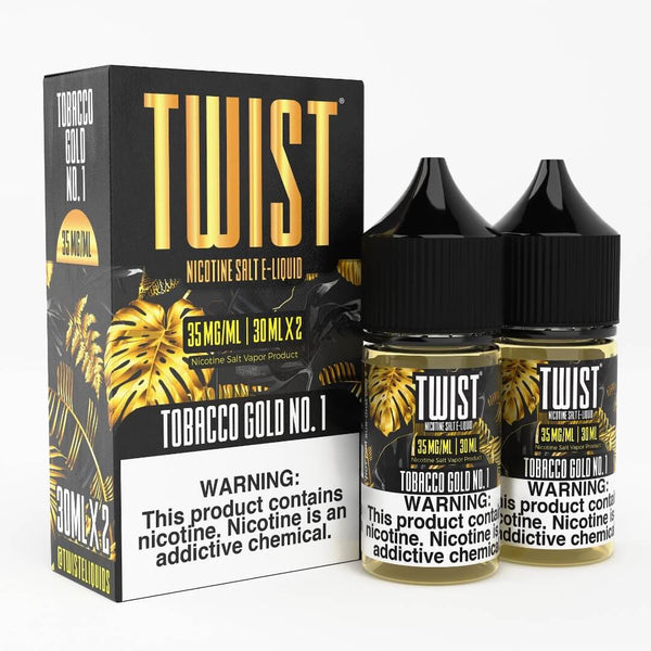 Tobacco Gold No. 1 Salt e-liquid by Twist E-liquids in a 60ml bottle, featuring rich tobacco flavor and salt nicotine.