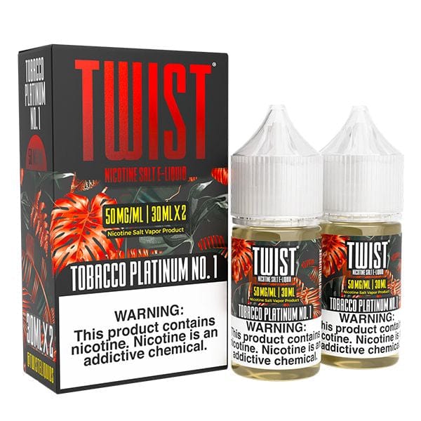 Tobacco Platinum No. 1 SALT e-liquid by Twist E-liquids in 60mL bottle, featuring a tobacco flavor with salt nicotine content.