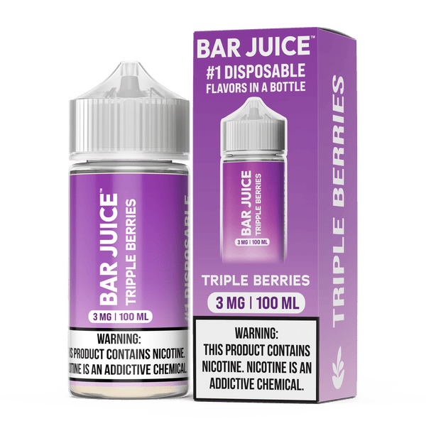 Bar Juice Triple Berries E-liquid in 100mL bottle, featuring a blend of fresh berries for vaping enjoyment.