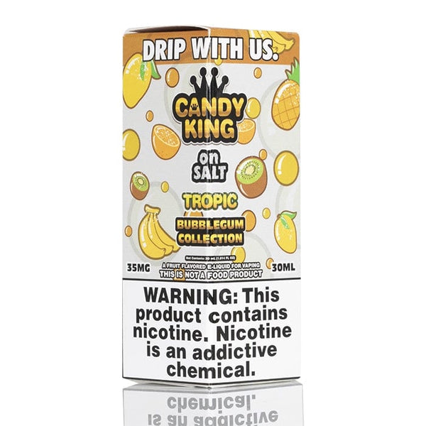 Tropic SALT Bubblegum Series e-liquid by Candy King in a 30mL bottle, featuring vibrant pink and blue bubblegum flavor packaging.