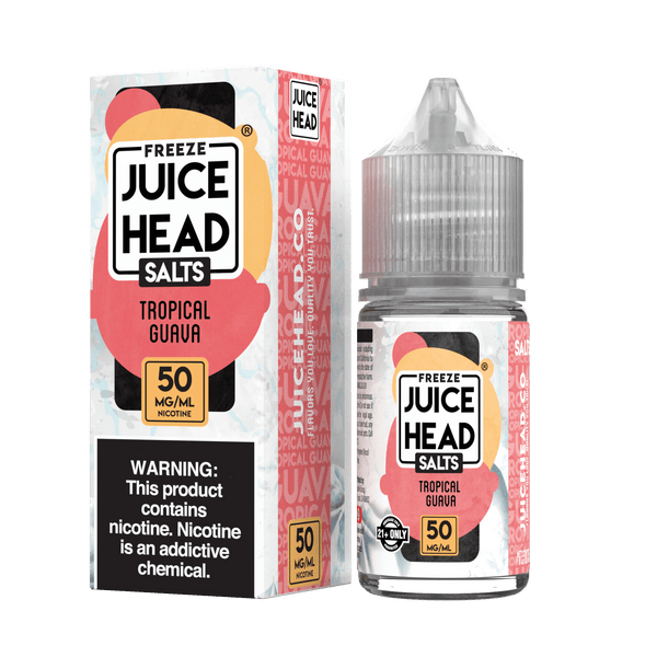 Tropical Guava Freeze e-liquid by Juice Head SALTS in a 30mL bottle, featuring tropical guava flavor with a cool freeze effect.