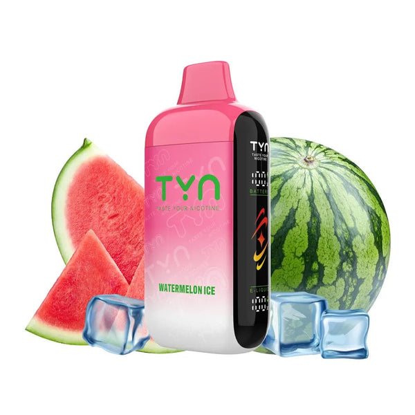 TYN 50K disposable vape pen, compact and sleek, with a mouthpiece and colorful design, designed for easy vaping use.