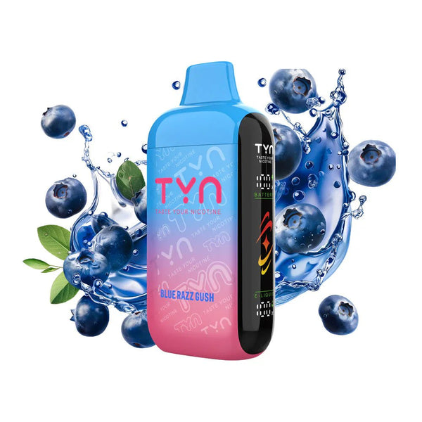 TYN 50K Disposable Vape device with sleek design and compact size, featuring the TYN brand logo on a black and colorful vape body.