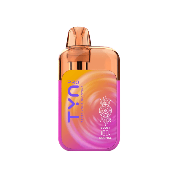 TYN Pro 50K Disposable Vape showing sleek cylindrical design with mouthpiece and branding on the body.