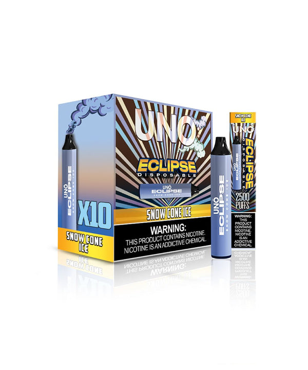 UNO Eclipse disposable vape device in black with sleek design, featuring the UNO brand logo and compact shape.