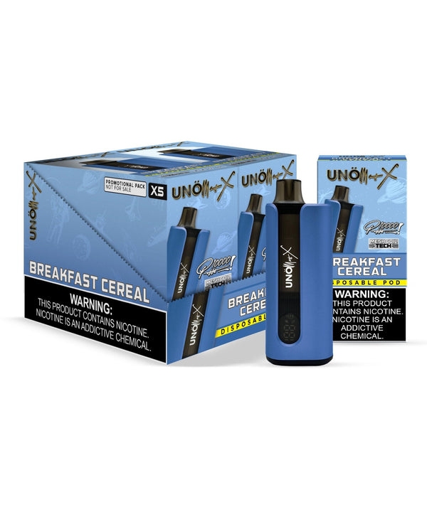 UNO Mas X 10,000 Puff Disposable Vape with digital display, rechargeable, compact design, and sleek branding.