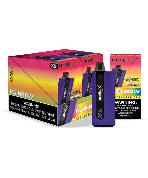 UNO Mas X 10,000 Puff Disposable Vape with digital display, rechargeable design, featuring sleek disposable vape device from UNO.