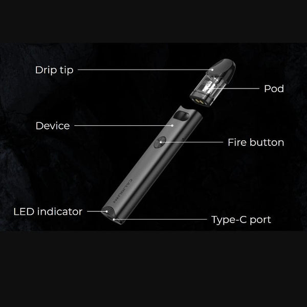 Uwell CALIBURN A3 15W pod system, compact hardware device with sleek design and mouthpiece, brand logo visible.