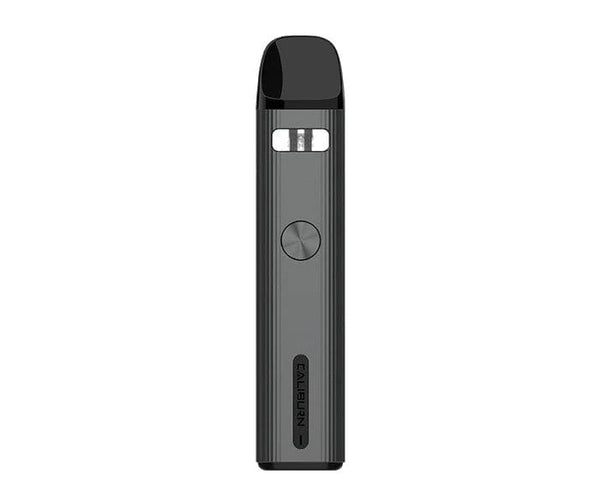 Uwell CALIBURN G2 18W pod system device with sleek design and mouthpiece, featuring adjustable airflow and compact hardware.