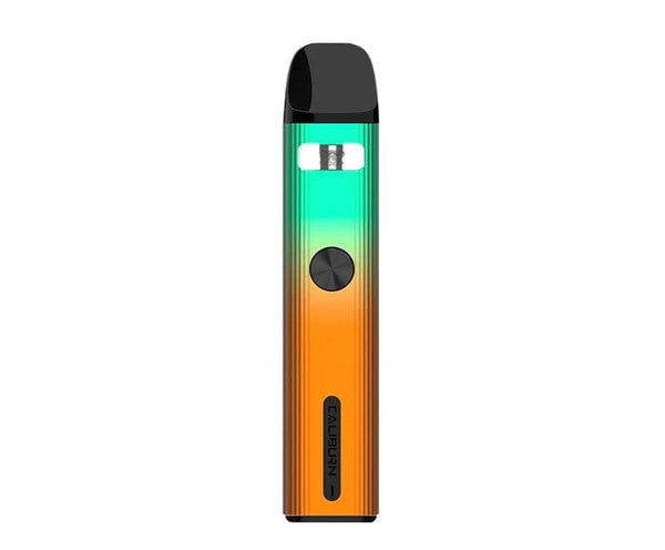 Uwell CALIBURN G2 18W pod system device with sleek design and mouthpiece, showcasing its compact hardware form.