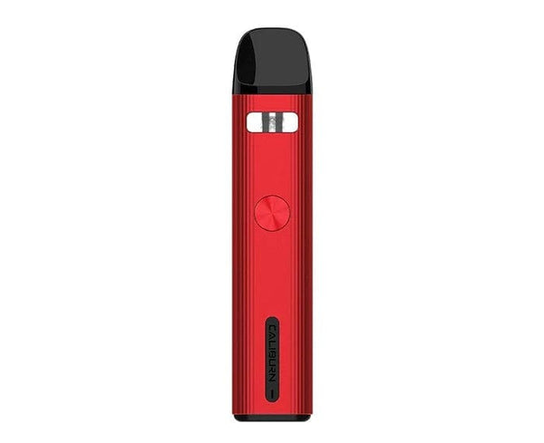 Uwell CALIBURN G2 18W pod system device with sleek design and mouthpiece, featuring adjustable airflow and compact hardware.