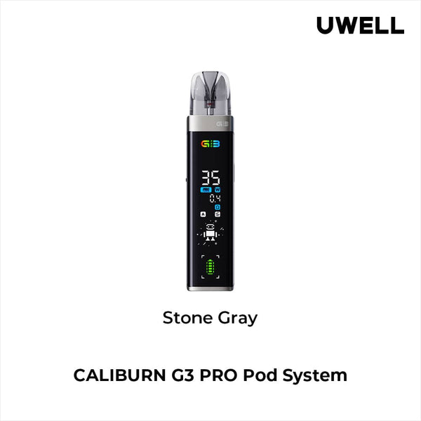 UWELL Caliburn G3 Pro 35W pod system hardware with sleek design and mouthpiece for vaping convenience.