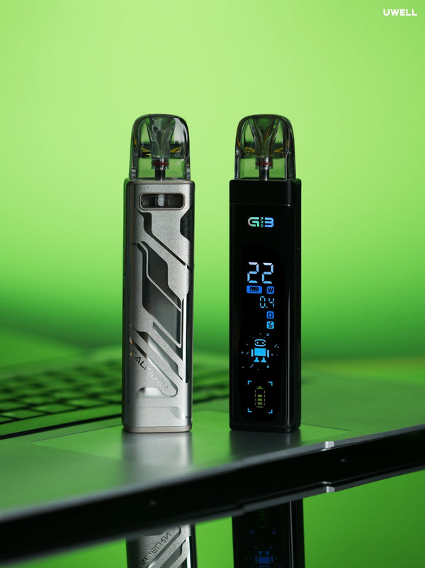 Uwell Caliburn G3 Pro 35W pod system device with sleek design and mouthpiece, showcasing compact hardware for vaping.