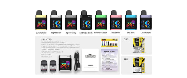 UWELL CALIBURN G3 Pro KOKO 35W pod system vape hardware with sleek design and compact size for easy vaping.