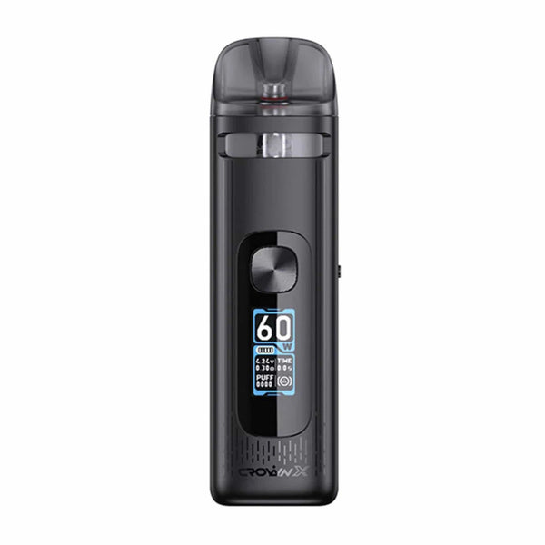 UWELL Crown X 60W Pod System hardware device with sleek design and adjustable wattage display.