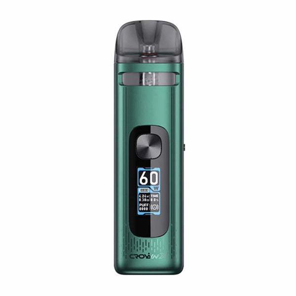 UWELL Crown X 60W Pod System vape hardware with sleek design and adjustable wattage, compact and portable for vaping convenience.