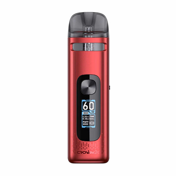 UWELL Crown X 60W Pod System vape device with sleek design and digital display, compact hardware for vaping.