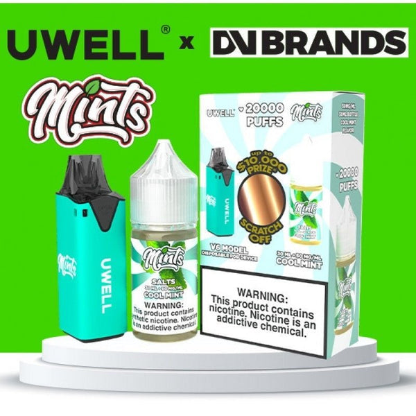 Uwell V6 refillable vape disposable with 30mL e-liquid, showing sleek design and refill port for customizable vaping experience.