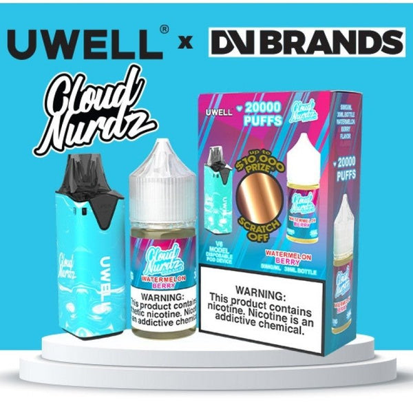 Uwell V6 refillable vape disposable with 30mL e-liquid, showing the sleek design and mouthpiece of the vape device.