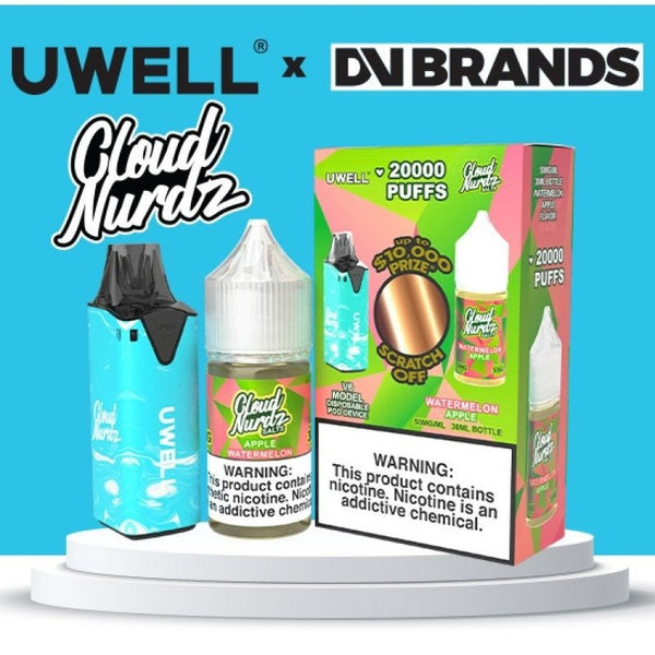 Uwell V6 refillable vape disposable with 30mL e-liquid, featuring a sleek design and compact vaporizer for on-the-go use.