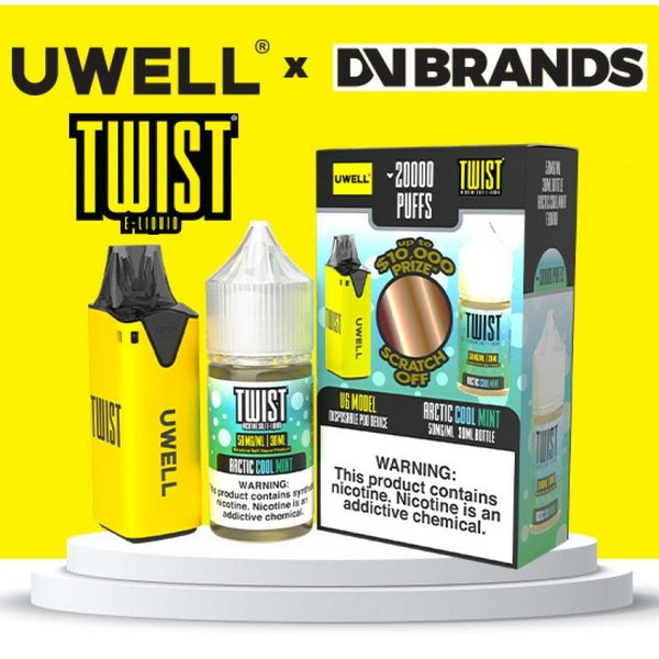 Uwell V6 refillable disposable vape with 30mL e-liquid, showing sleek design and mouthpiece for easy vaping.