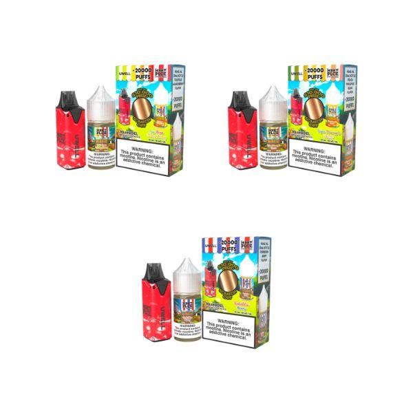 Uwell V6 refillable disposable vape device with 30mL e-liquid bottle, featuring a sleek design and compact size.