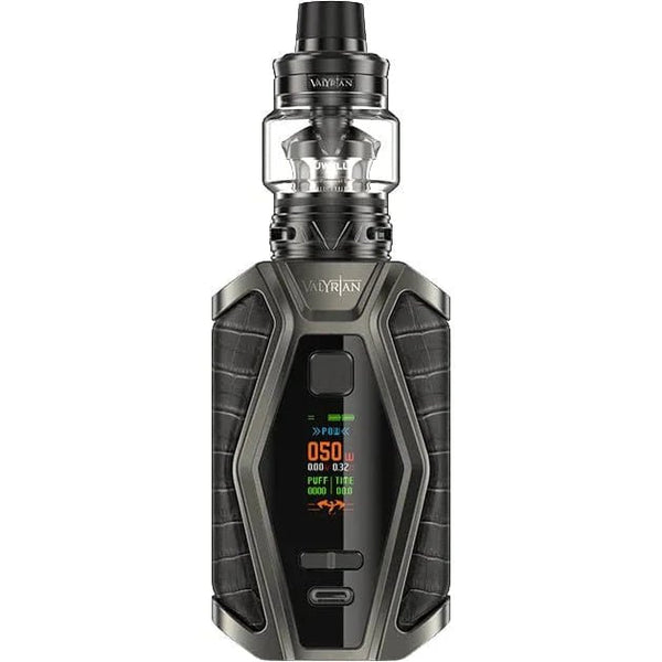 Uwell Valyrian 3 200W Starter Kit with mod, tank, and accessories, showcasing the hardware design and branding.