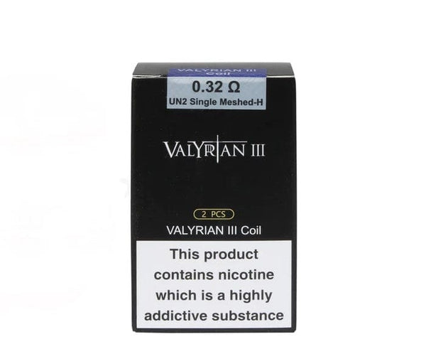 Uwell VALYRIAN 3 replacement coils for vape device, showing multiple coils with wicking material and metal casing.