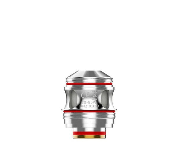 Uwell VALYRIAN 3 replacement coils for vape device, showing a pack of three cylindrical vape coils with branding.