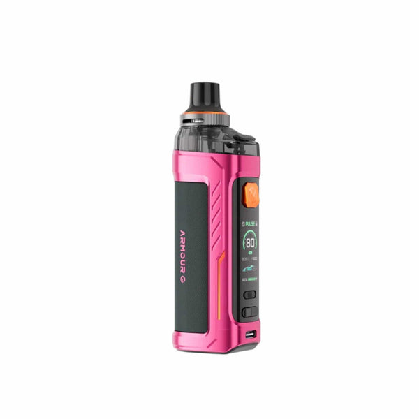 Vaporesso Armour G 80W Pod Kit with sleek design and adjustable airflow, featuring a compact hardware setup for vaping.