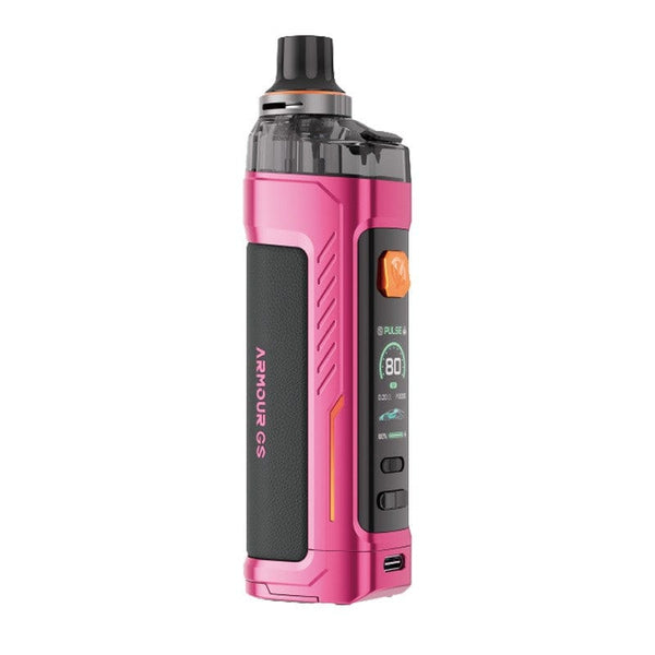 Vaporesso Armour GS 80W Pod Kit showing the sleek device with adjustable airflow and replaceable pod system.