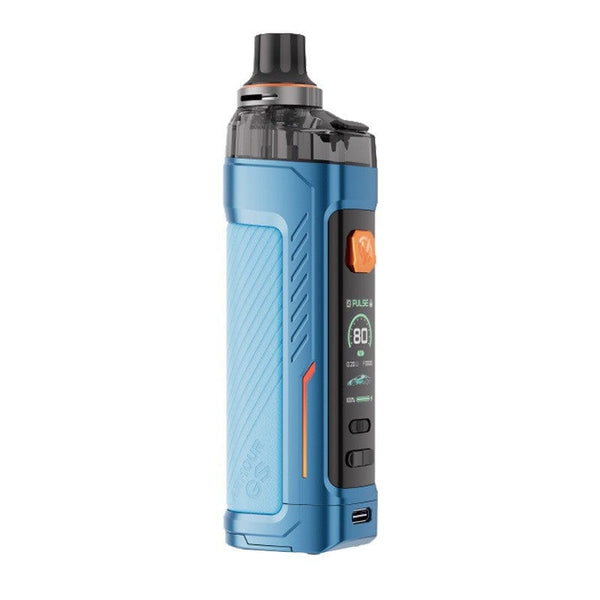 Vaporesso Armour GS 80W Pod Kit showing the sleek black device with cartridge and adjustable airflow controls.