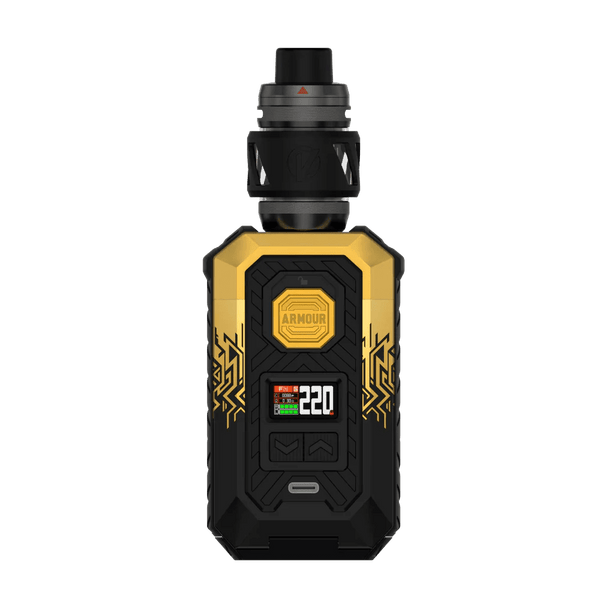 Vaporesso Armour Max Kit hardware with sleek design, featuring a large screen and adjustable settings for vaping.