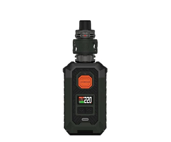 Vaporesso Armour Max Kit hardware with sleek black and silver design, featuring a box mod and matching vape tank.
