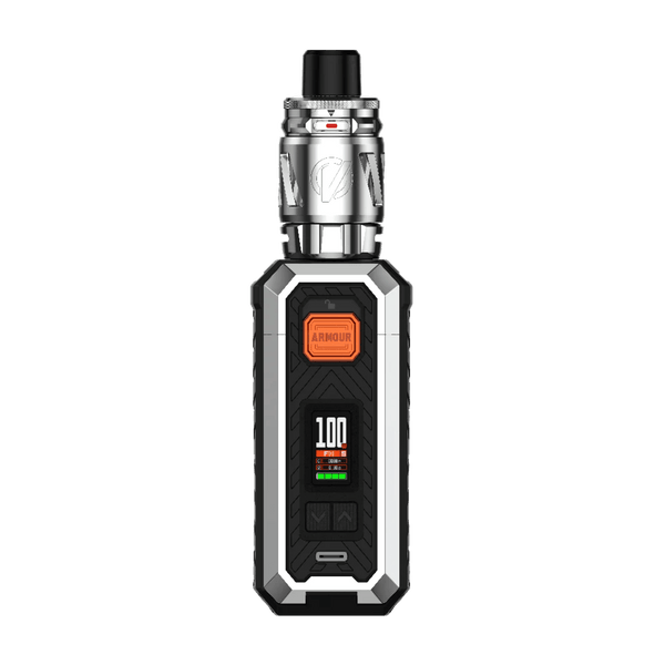 Vaporesso Armour Mod Kit with iTank T, black hardware vape mod and tank for vaping enthusiasts.