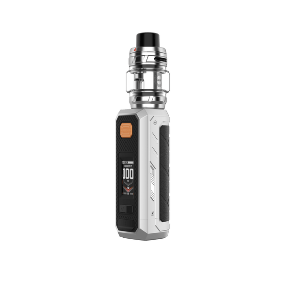 Vaporesso Armour Ultra 100W Starter Kit with sleek hardware and compact design, featuring mod and tank for vaping enthusiasts.