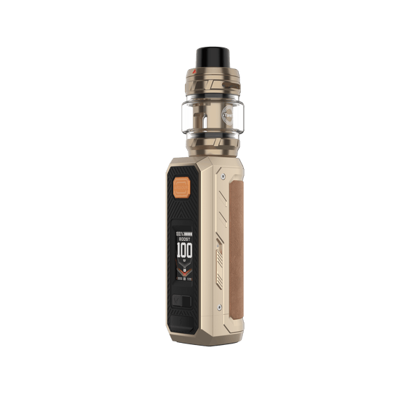 Vaporesso Armour Ultra 100W Starter Kit with sleek hardware design, featuring a compact vape device and accessories for vaping.