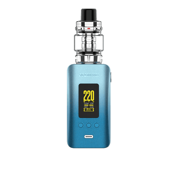 Vaporesso GEN 200 220W Starter Kit with iTank 2 Edition, featuring a sleek mod and large tank for vaping.