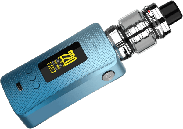 Vaporesso GEN 200 220W Starter Kit with iTank 2 Edition, showing the sleek mod and matching vape tank in a close-up image.