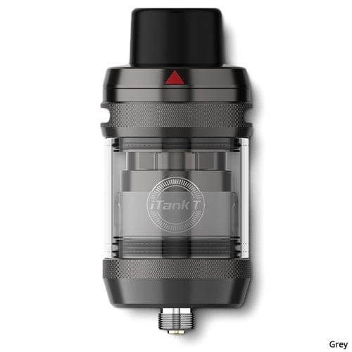 Vaporesso iTank T vape part showing a sleek, cylindrical tank with clear e-liquid window and Vaporesso branding.