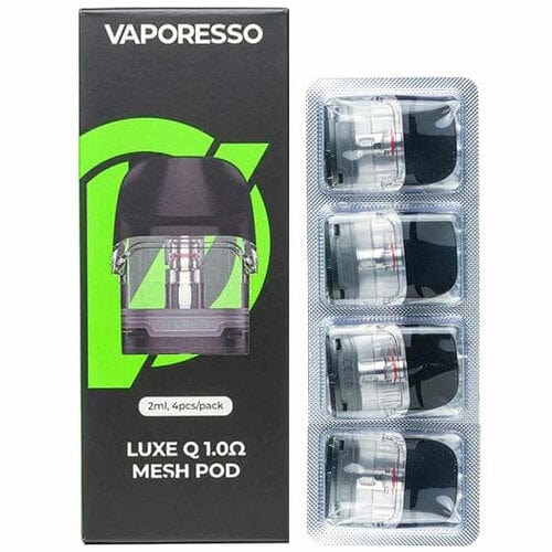 Vaporesso LUXE Q replacement pods for vape devices, showing sleek black and transparent design with refill ports.
