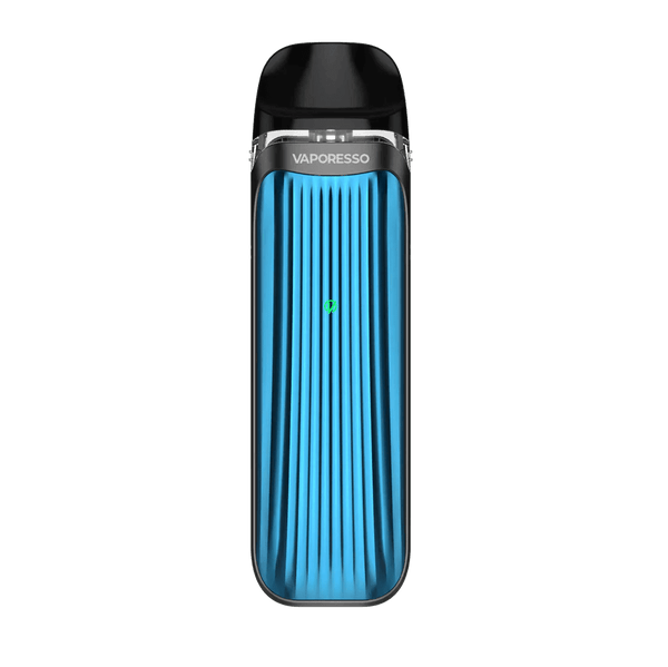 Vaporesso LUXE QS Pod System hardware with sleek design, showing the compact vape device with mouthpiece and button controls.