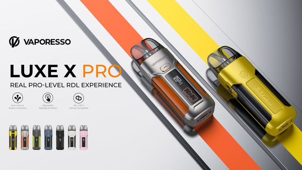 Vaporesso Luxe X Pro starter kit with sleek pod system and modern design, featuring advanced hardware for vaping.
