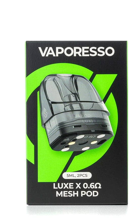Vaporesso LUXE X replacement vape pods, compatible with Vaporesso devices, shown in a close-up image.