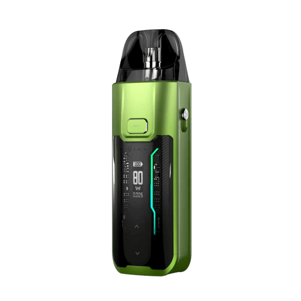 Vaporesso LUXE XR Max 80W Pod Kit with sleek design, showing the device's screen, buttons, and pod attachments.