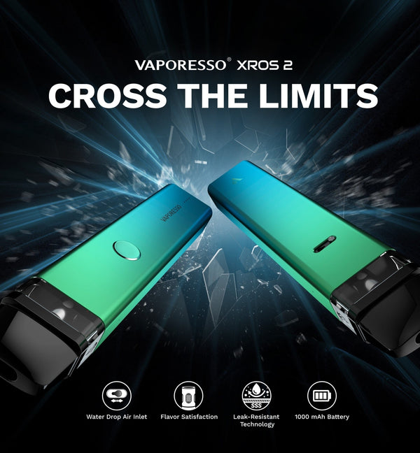 Vaporesso XROS 2 Pod Kit in black, showing the compact hardware device with pod and mouthpiece for vaping.