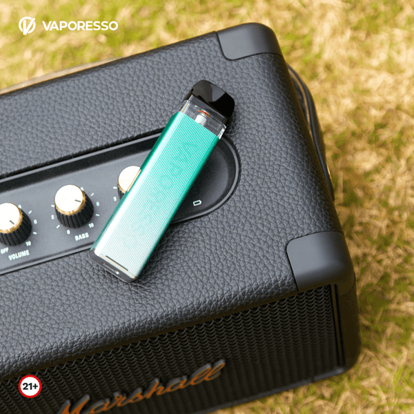 Vaporesso XROS 3 Mini Pod System hardware with sleek design, showing the compact device with pod attached and LED indicator.