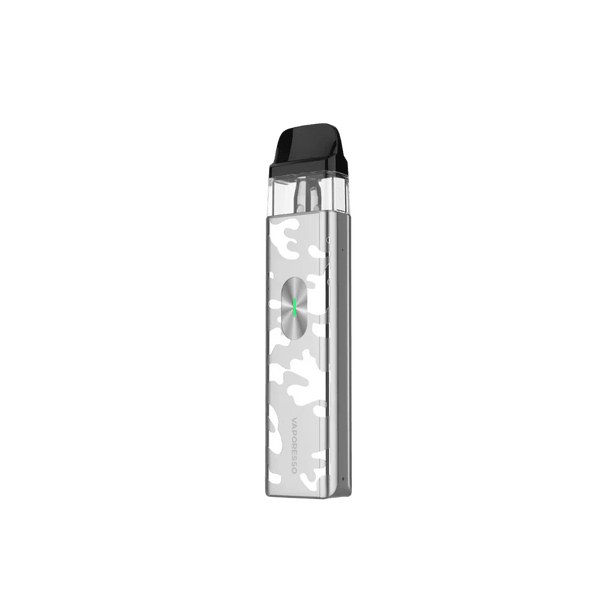 Vaporesso XROS 4 Mini Pod Kit showing compact hardware with replaceable pod and sleek design, ideal for vaping on the go.