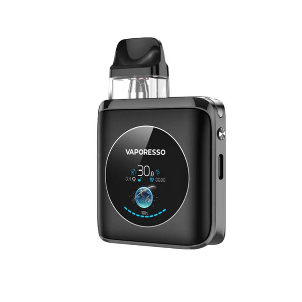 Vaporesso XROS 4 Nano 30W pod kit showing sleek compact hardware with adjustable airflow and replaceable pod system.
